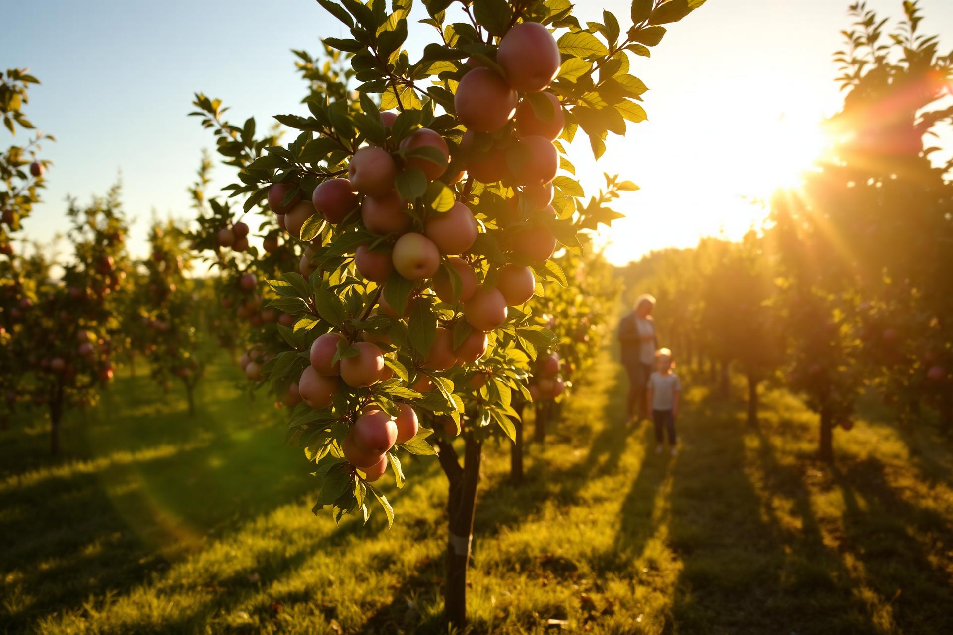Orchard at golden hour